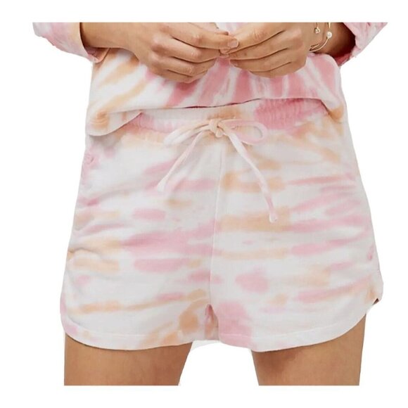 1.STATE Women's XL Shorts Pull On Adjustable Stretch Waist Ruched Side Tie Dye - Picture 1 of 9